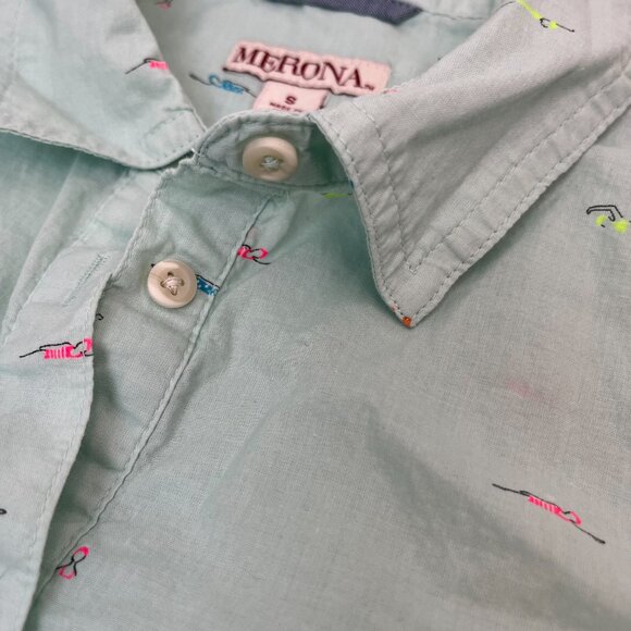 Merona Long Sleeve 1/4 Button Collared Mint Multicolor Swimmers Women's Sz Small - Picture 13 of 16